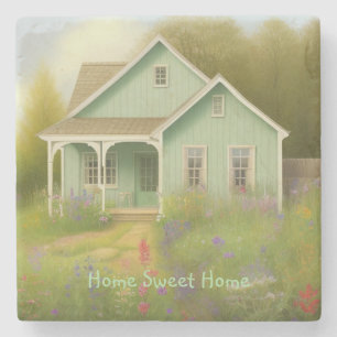 Green House Housewarming Stone Coaster