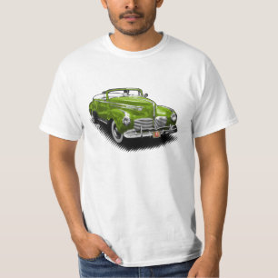 Green Hudson Convertible Car on White T-Shirt