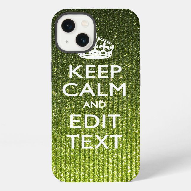 Green Hue Keep Calm Your Text iPhone Case (Back)