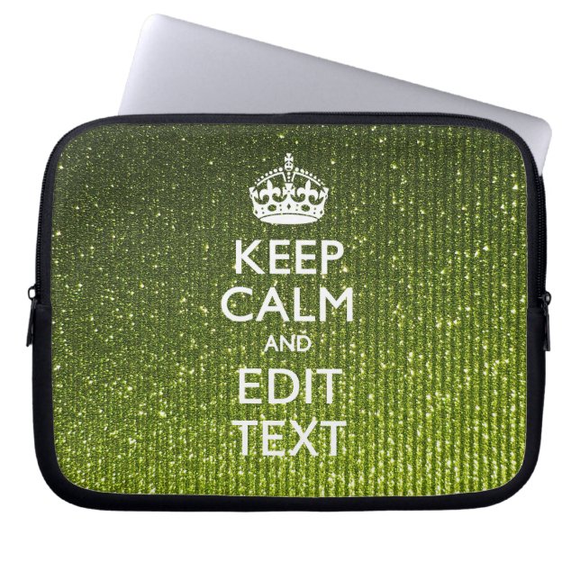 Green Hue Keep Calm Your Text Laptop Sleeve (Front)