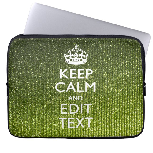 Green Hue Keep Calm Your Text Laptop Sleeve (Front)