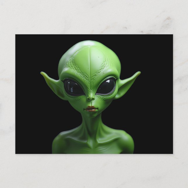 Green humanoid  invitation postcard (Front)