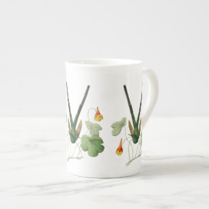 Green Hummingbirds and Nasturtium Bone China Mug