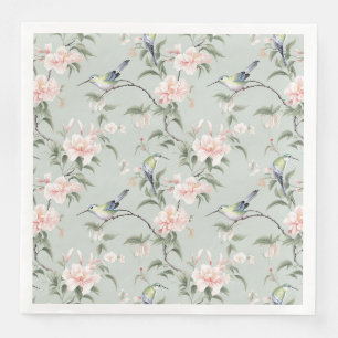 Green Hummingbirds With Pink Florals Napkin