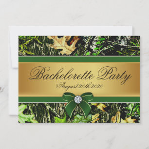 Green Hunting Camo Bachelorette Party Invitations