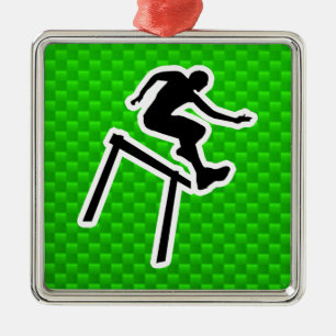 Green Hurdler Metal Ornament