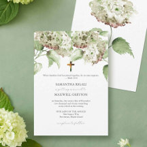 Green Hydrangea Catholic Wedding Invitations