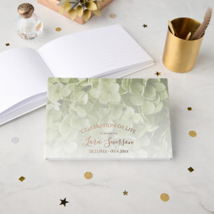 Green Hydrangea Celebration of Life Memorial  Guest Book