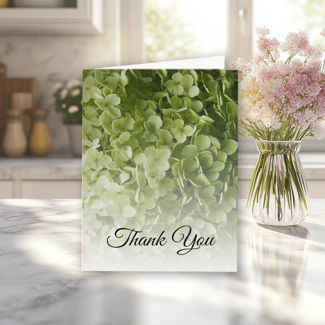 Green Hydrangea Floral Sympathy Thank You Card (Creator Uploaded)