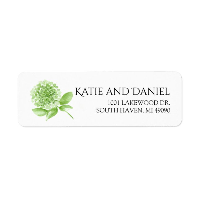 Green Hydrangea Return Address Label (Front)