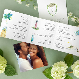 Green Hydrangea Wedding Day Schedule  Tri-Fold Announcement