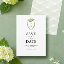Green Hydrangea Wedding Monogram Save The Dates