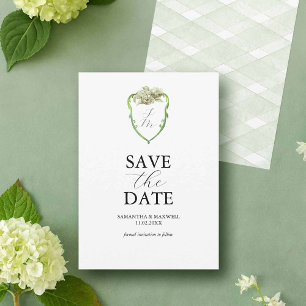 Green Hydrangea Wedding Monogram Save The Dates Date