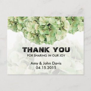 Green hydrangea wedding thank you notes hydrangea2 postcard