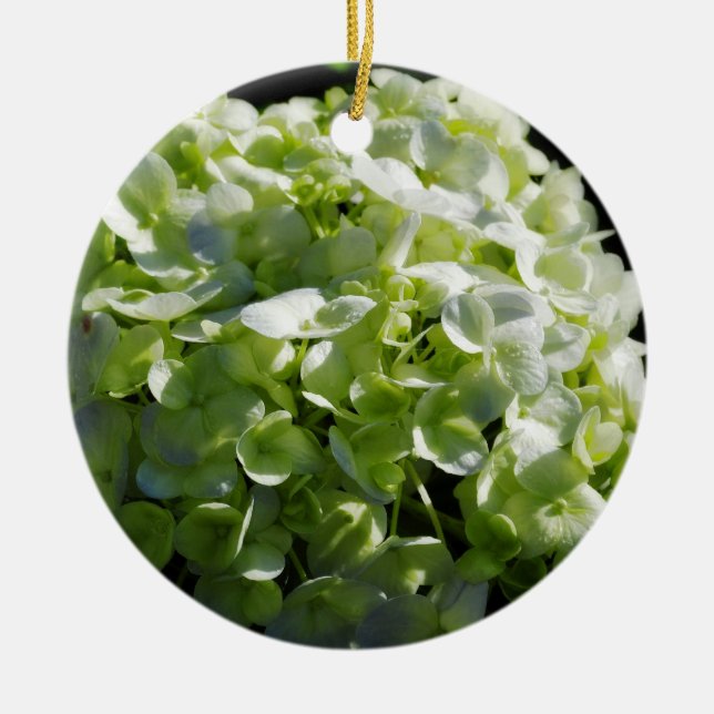 Green Hydrangeas Flowers Ceramic Ornament (Front)