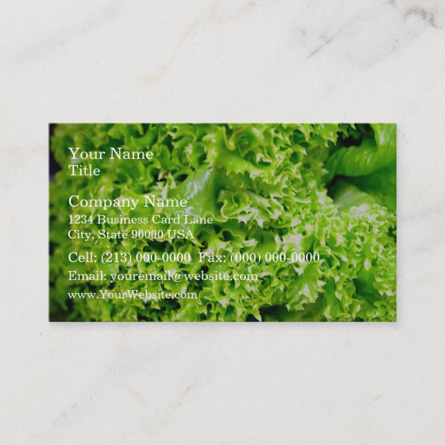 Green Hydroponic lettuce leaves Business Card (Front)