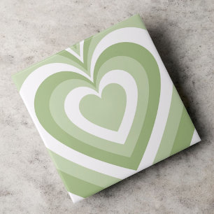 Green Hypnotic Heart Love Pattern Tile