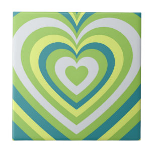 Green Hypnotic Heart Y2K Pattern Tile