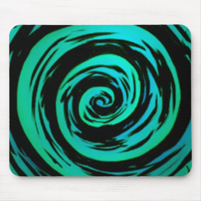 Green Hypnotic Swirl Art Mouse Pad (Front)