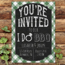 Green I Do BBQ Bridal & Wedding Shower Invitation