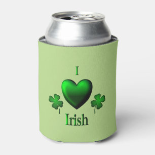 Green I Heart Irish Can Cooler