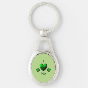 Green I Heart Irish Keychain
