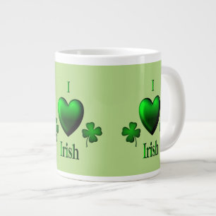 Green I Heart Irish Large Coffee Mug