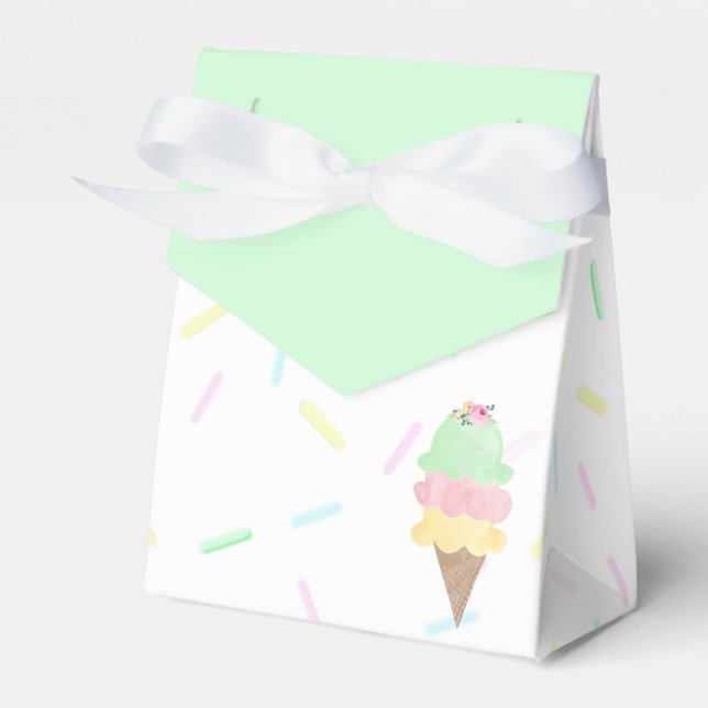 Green Ice Cream Party Favor Box (Front Side)