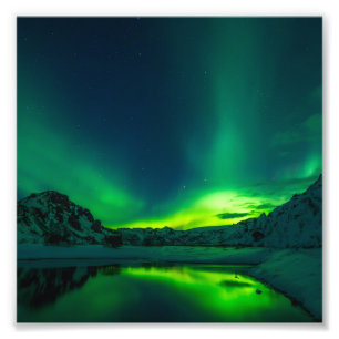 Green Iceland northern lights Photo Print