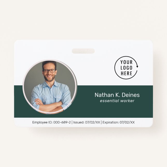 Green ID | Employee Photo ID Company Security  Badge (Front)