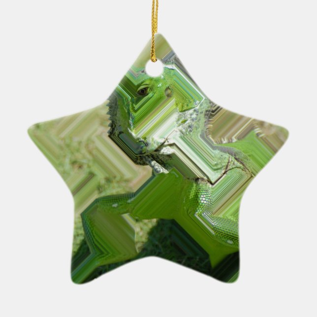 Green Iguana Ceramic Ornament (Front)