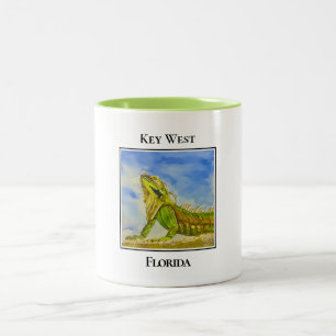 Green Iguana in Key West Florida Two-Tone Coffee Mug