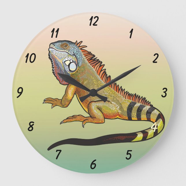 green iguana large clock (Front)