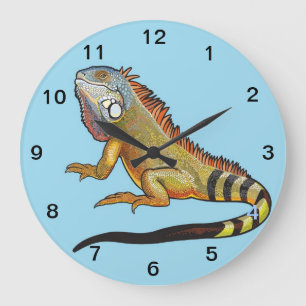 green iguana large clock