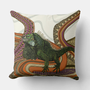 green iguana throw pillow