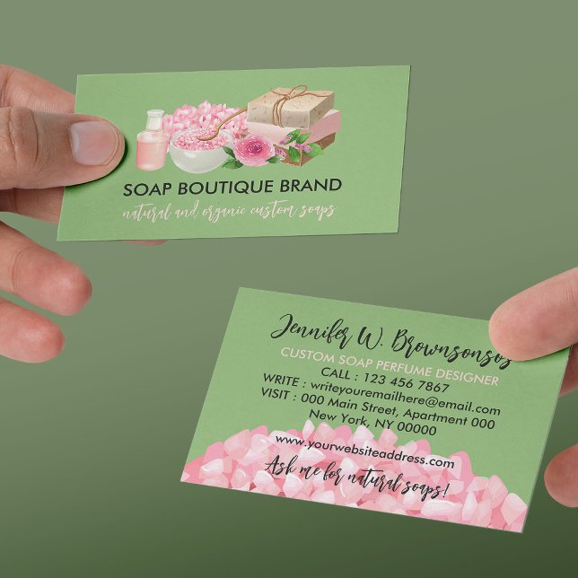 Green Illustration Handmade Craft Soap Business Card (Green Illustration Handmade Craft Soap Business Card)
