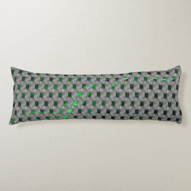 Green image under grey plaques, oblong squares? body pillow (Front)