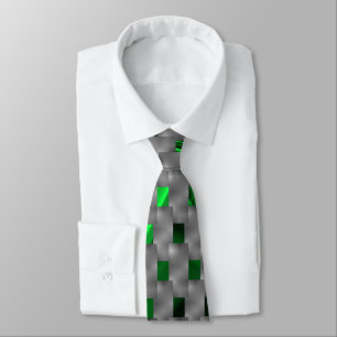 Green image under grey plaques, oblong squares. tie