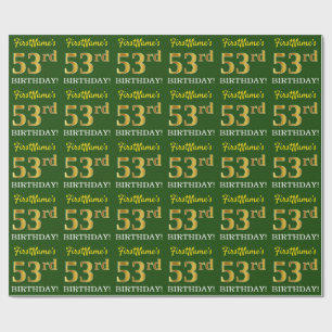 Green, Imitation Gold Look "53rd BIRTHDAY" Wrapping Paper