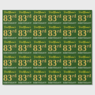 Green, Imitation Gold Look "83rd BIRTHDAY" Wrapping Paper