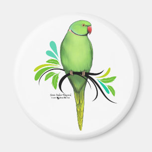Green Indian Ringneck Parrot Magnet