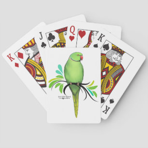 Green Indian Ringneck Parrot Playing Cards
