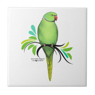 Green Indian Ringneck Parrot Tile