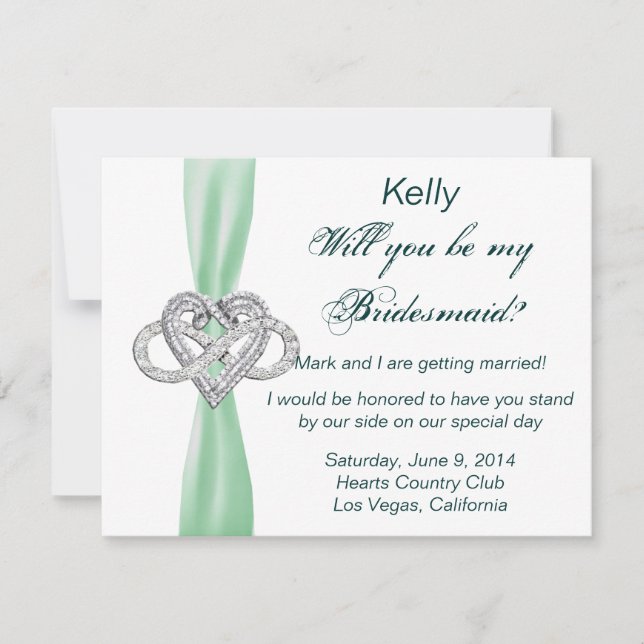 Green Infinity Heart Bridesmaid Card (Front)