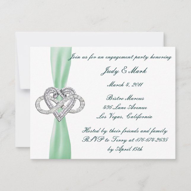 Green Infinity Heart Engagement Party Invitation (Front)