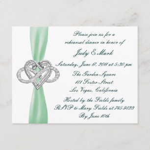 Green Infinity Heart Rehearsal Dinner Invitation