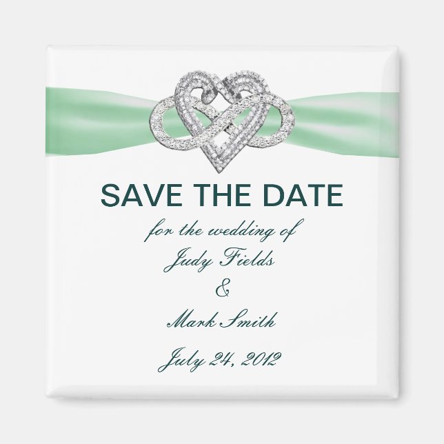 Green Infinity Heart Save The Date Magnet (Front)