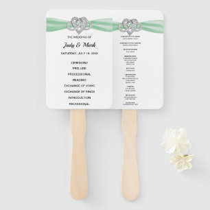 Green Infinity Heart Wedding Program Fans