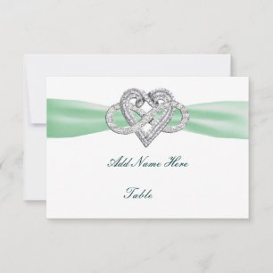 Green Infinity Heart Wedding Table Place Card
