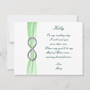 Green Infinity Wedding Maid Of Honour Card